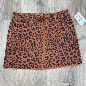 COPY - FREE PEOPLE leopard, denim mini skirt